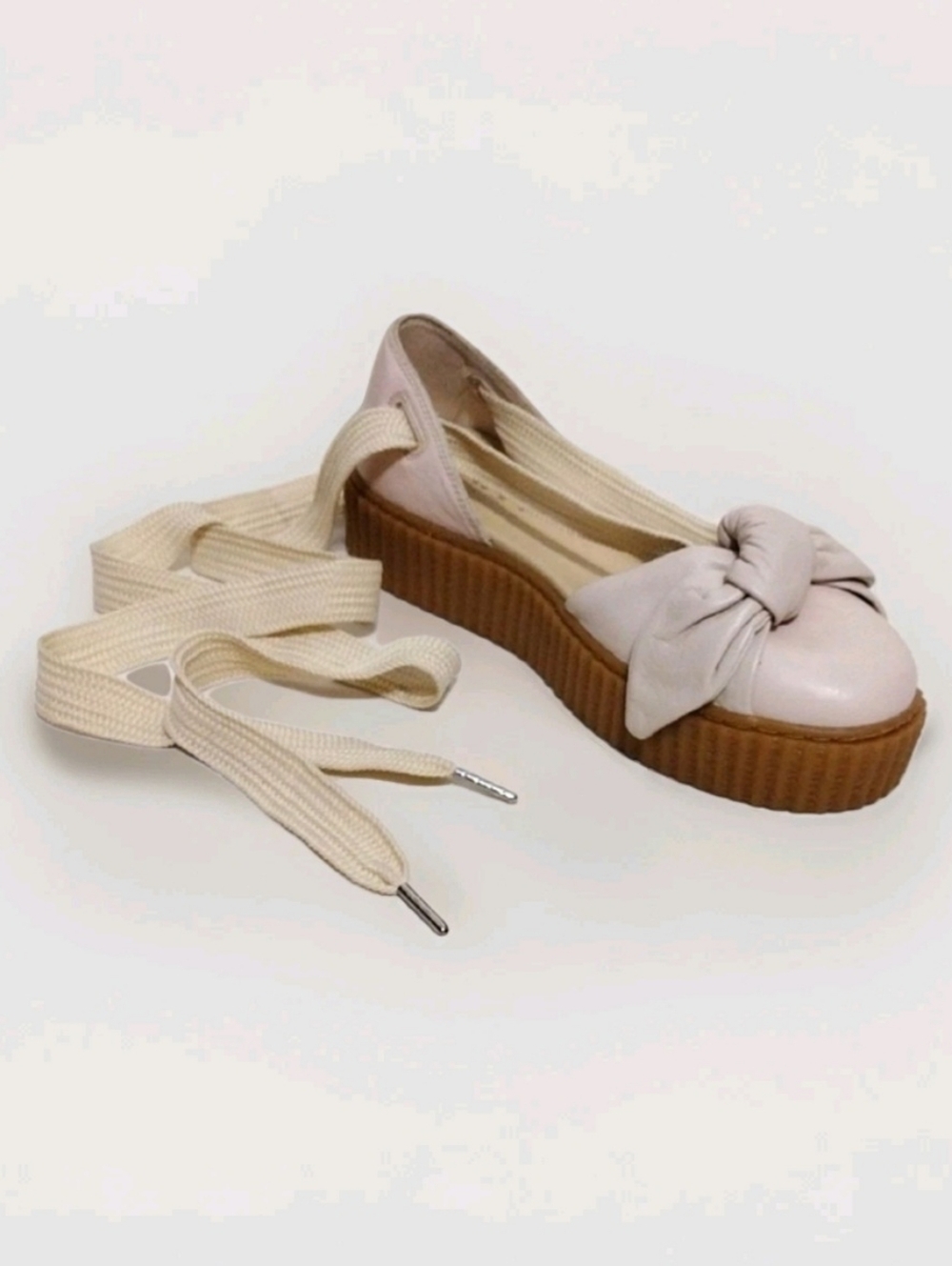 Fenty Puma by Rihanna Bow Creeper Platform Sandals 7.5 Gladiator Lace Up Trendy